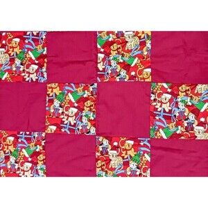 Handmade Christmas Cat Lap Blanket Mini Quilt Flannel Back Baby Nursery 33"x37"